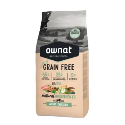 OWNAT GF JUST ADULT CHICKEN 14Kg Croquette pour chien adultes de toutes races.