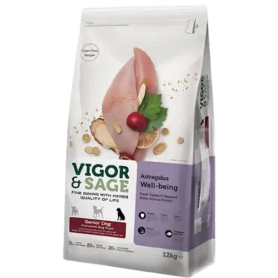 Vigor & Sage ASTRAGALUS WELL-BEING – Nourriture pour chiens SENIOR 12kg