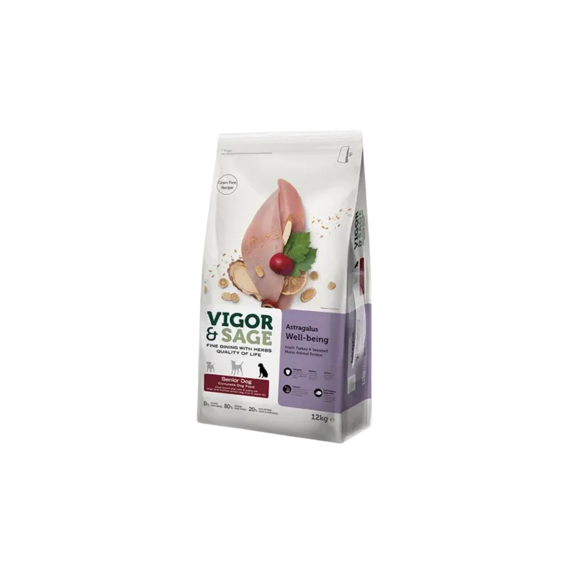 Vigor & Sage ASTRAGALUS WELL-BEING – Nourriture pour chiens SENIOR 12kg