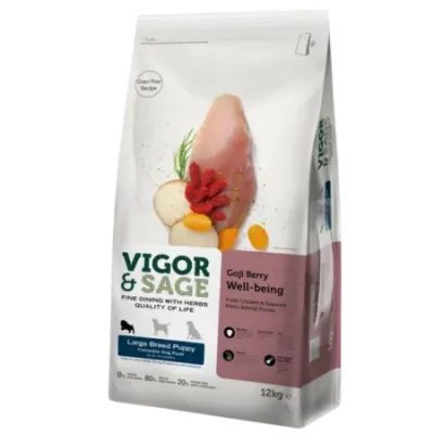 Vigor & Sage Goji Berry WELL-BEING - Nourriture pour Chiots de Grande Race - 12kg