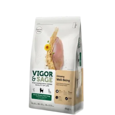 Vigor&Sage GINSENG WELL-BEING – Nourriture POUR CHIEN ADULTE MINI RACE 6 Kg