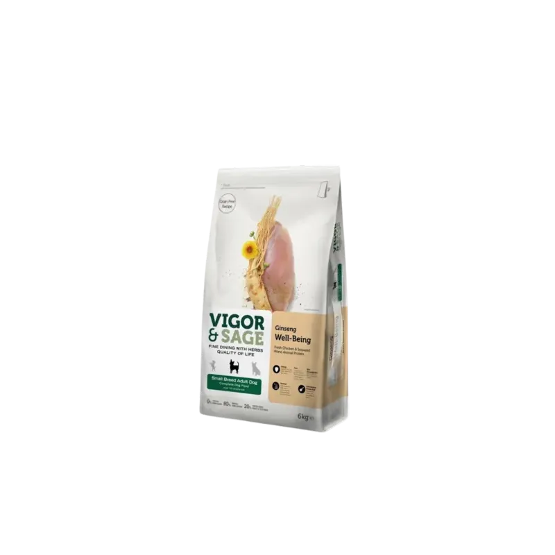 Vigor&Sage GINSENG WELL-BEING – Nourriture POUR CHIEN ADULTE MINI RACE 6 Kg