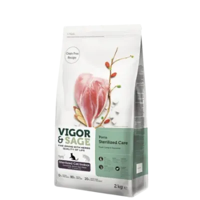 Vigor & Sage Poria Sterilised Care – Pour chat stérilisé d’intérieur 2Kg