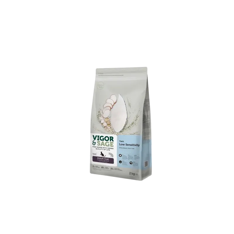 White Fish&Yam Low Sensitivity - Nourriture complète pour chats adultes 2kg