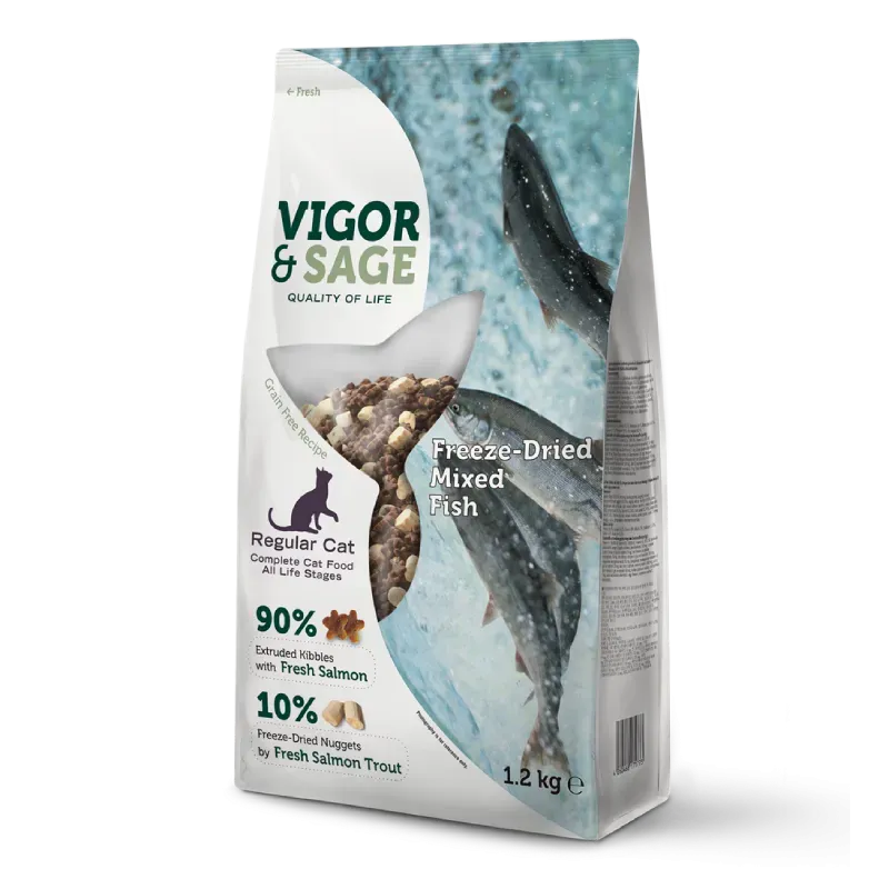 Vigor & Sage Freeze Dried Mixed Chat - Nourriture complète pour chat de tout âge